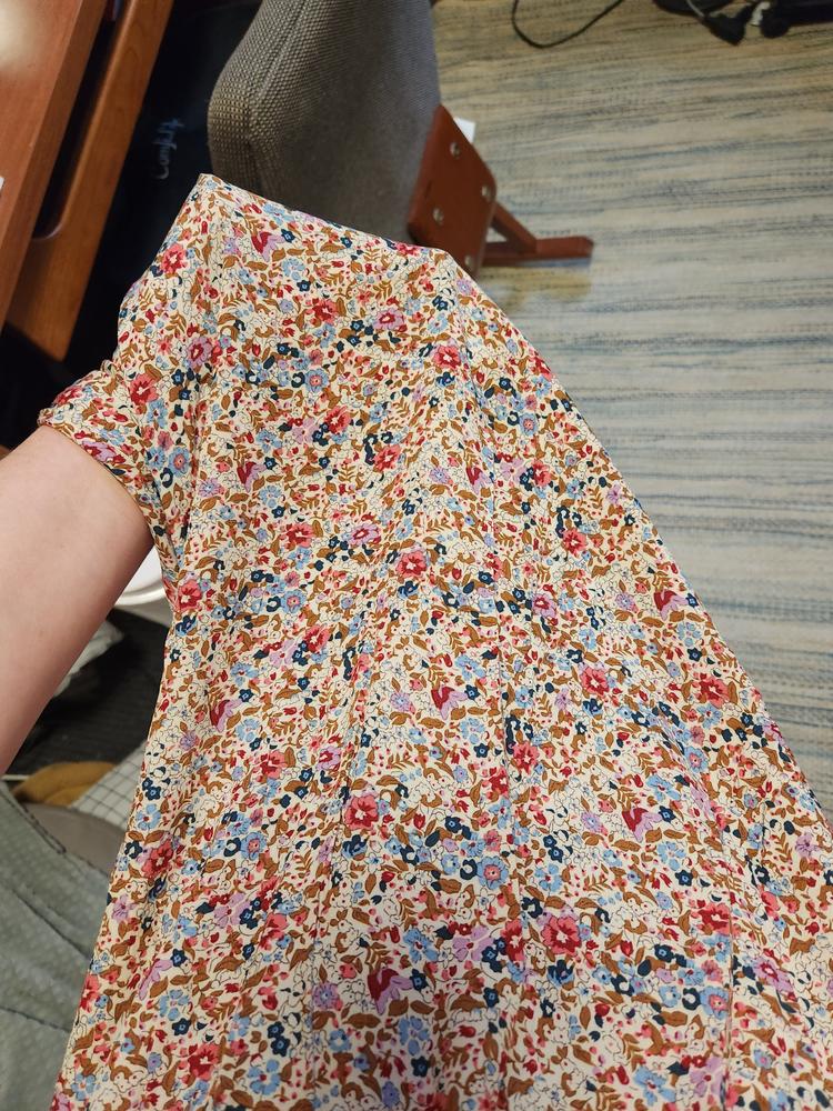 Megan Smocked Midi Dress - Cream Pink Floral - Customer Photo From Elly