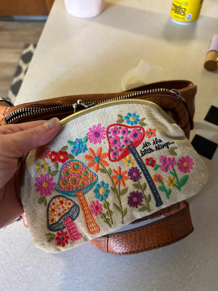Embroidered Coin Purse - Cream Mushroom - Customer Photo From Kelly 