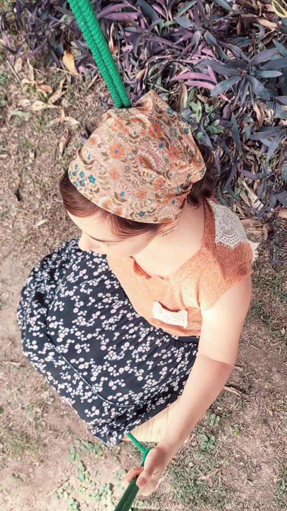 Half Boho Bandeau® Headband - Pink Mustard Floral Border – Natural Life