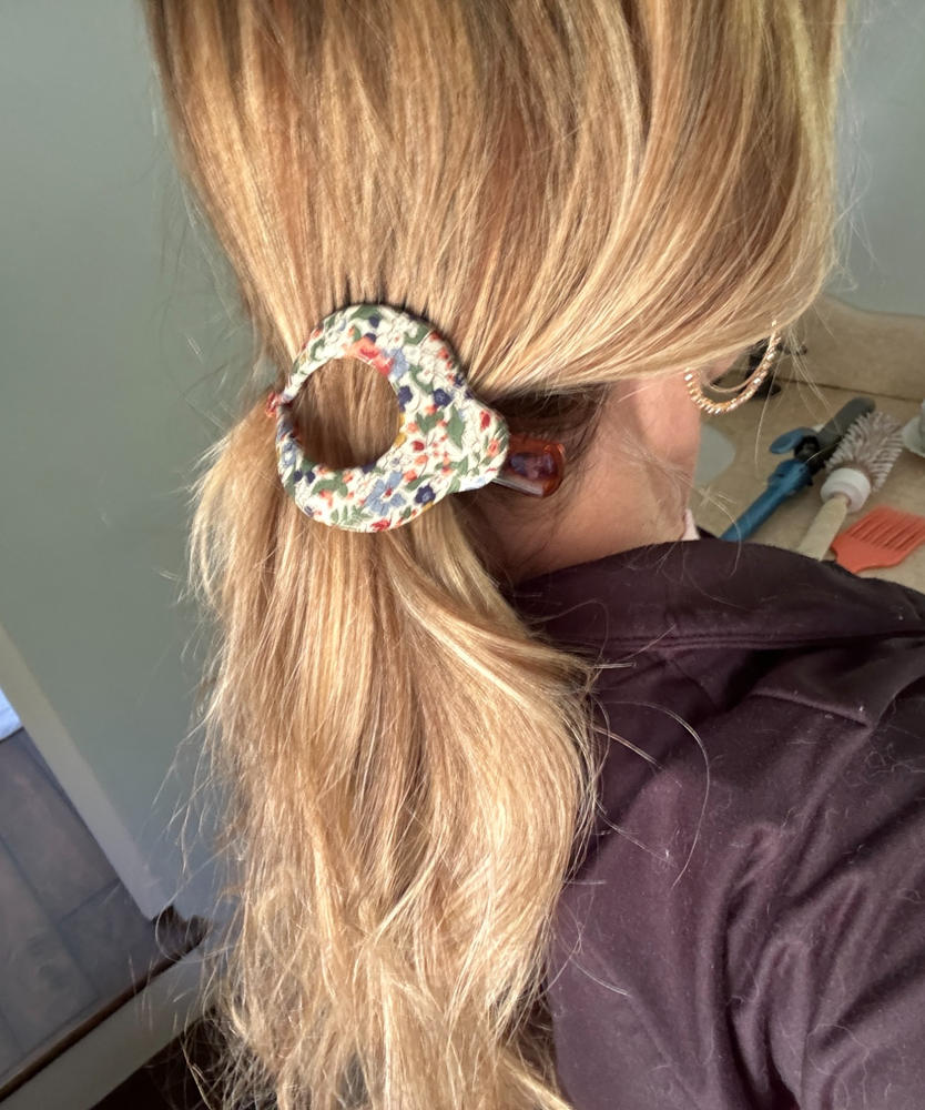 Floral Fabric Boho Hair Clip - Cream - Customer Photo From stacey beach