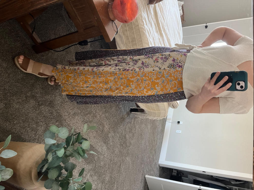 Valentina Maxi Skirt - Yellow Cream Floral Mix - Customer Photo From Mleigh Anderson