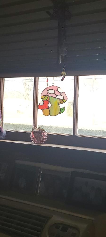 Stained Glass Window Hanging - Mushroom - Customer Photo From Robin Doiron