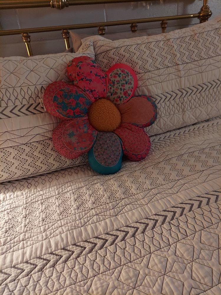 Whimsy Patchwork Pillow - Flower - Customer Photo From tammy nelms