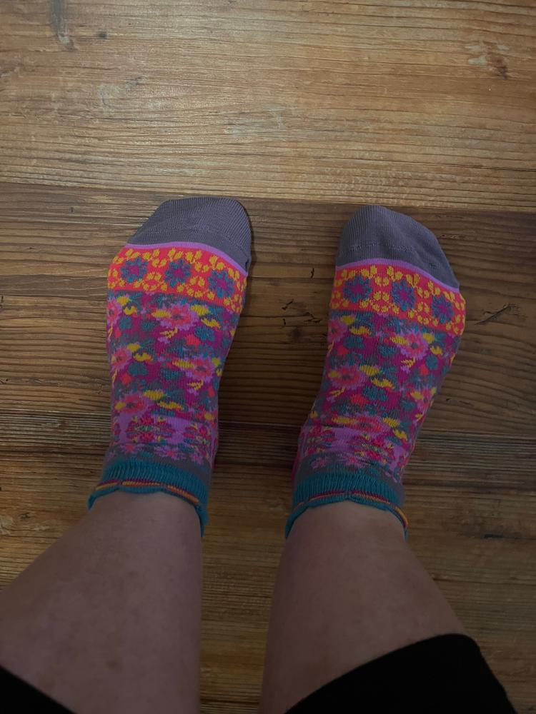 Cozy Ankle Socks, Set of 3 - Mustard Floral - Customer Photo From Pam Profusek