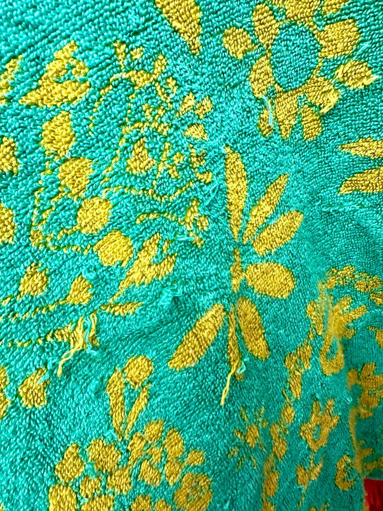 Cotton Bungalow Beach Towel - Turquoise Mandala Border - Customer Photo From Katie
