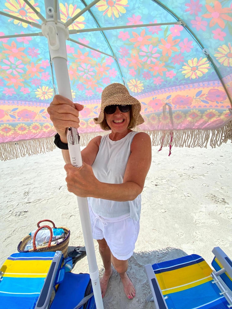 Beach Umbrella - Turquoise Sunrise - Customer Photo From Kimmie Durham