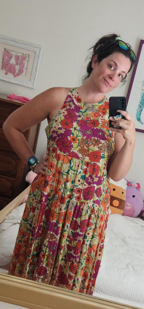 Halle Printed Halter Maxi Dress - Fuchsia Floral - Customer Photo From Lindsay 