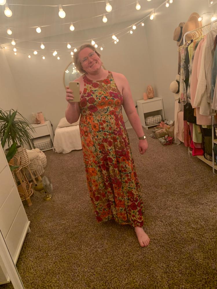 Halle Printed Halter Maxi Dress - Fuschia Floral - Customer Photo From Hailey 