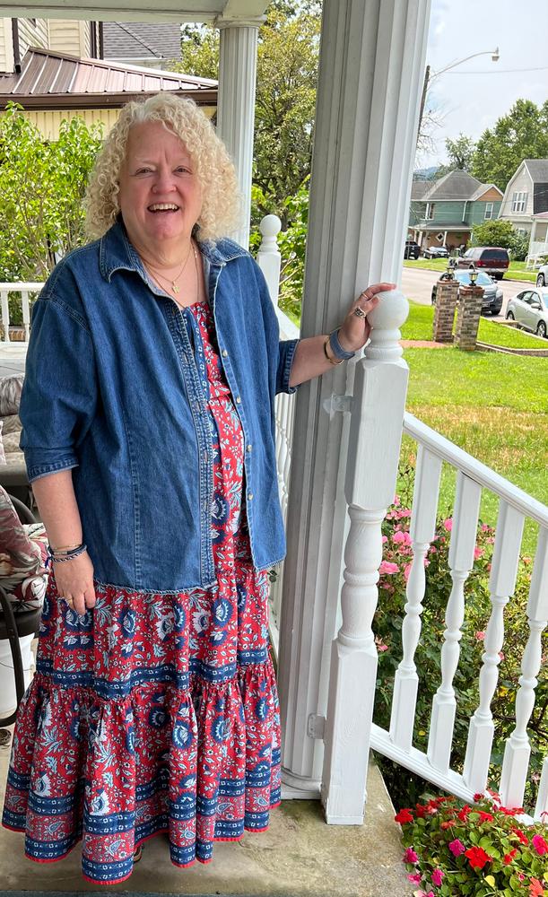 Isabella Maxi Dress - Red Blue Floral - Customer Photo From Kathy 