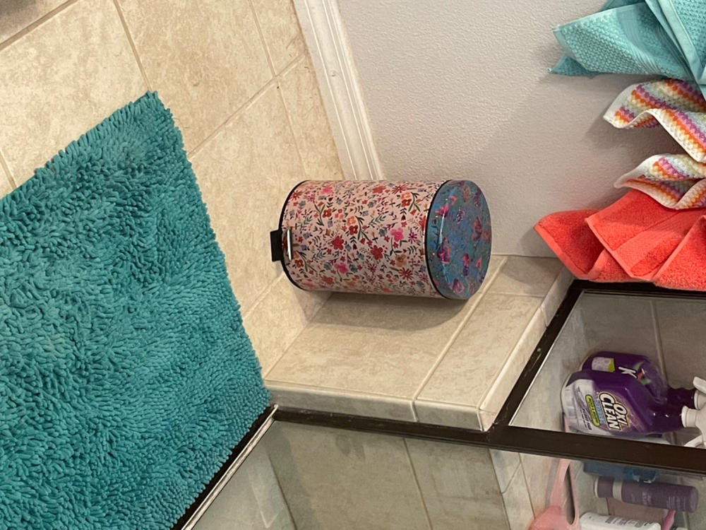 Bathroom Trash Can - Floral Border - Customer Photo From Anne Long