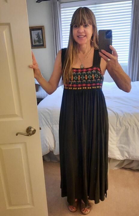 Tricia Embroidered Maxi Dress - Charcoal - Customer Photo From Jeri Lou