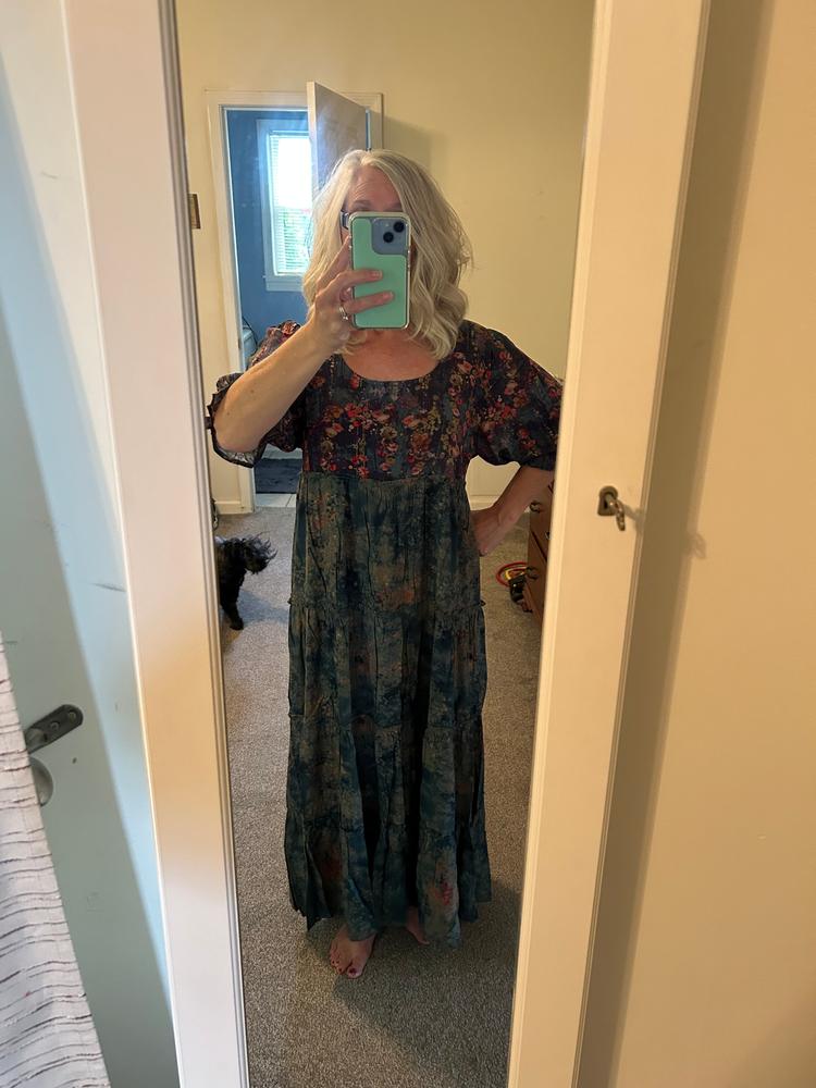 Collette Tiered Maxi Dress - Navy Turquoise Floral - Customer Photo From Tonya