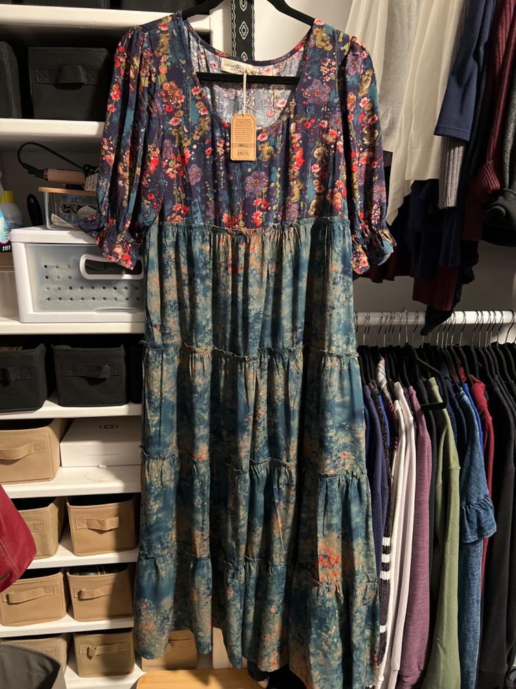 Collette Tiered Maxi Dress - Navy Turquoise Floral - Customer Photo From Kathy Gheen