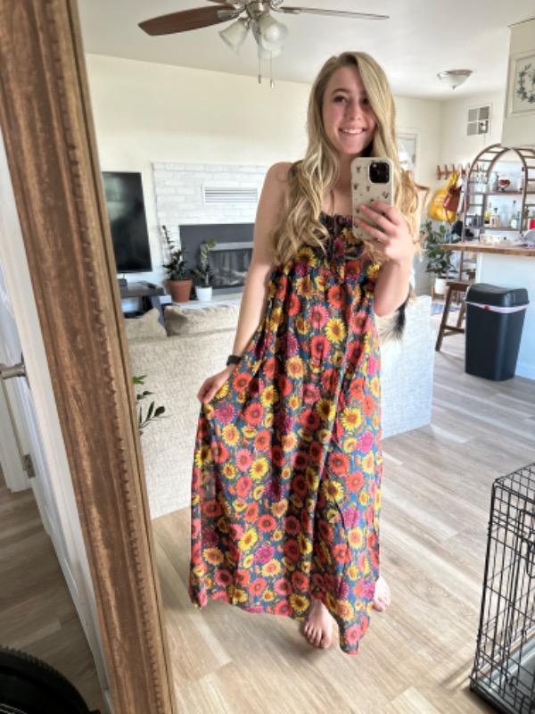 Patti Tie-Front Maxi Dress - Red Sunflower - Customer Photo From Molly Hunter