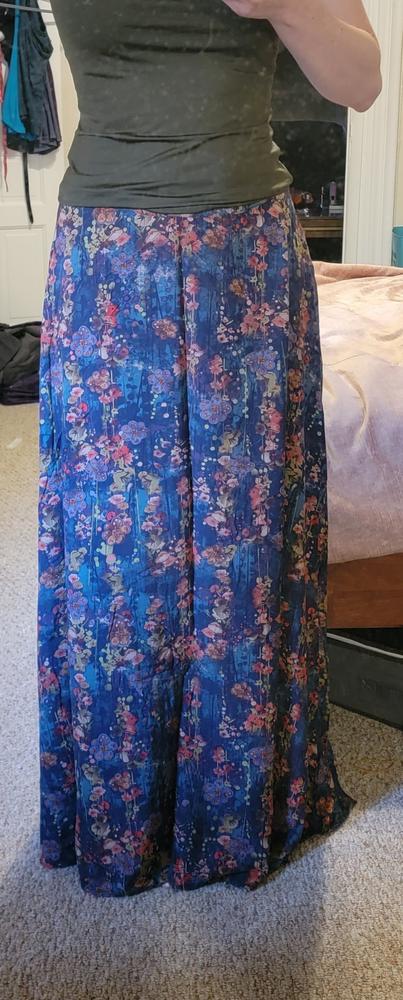 Ginger Side-Slit Maxi Skirt - Watercolor Floral - Customer Photo From Katie