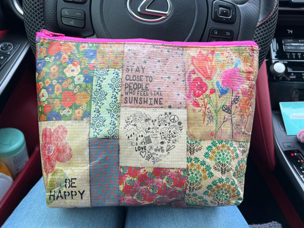 Recycled Zipper Pouch - Makes You Happy - Customer Photo From Cindy 