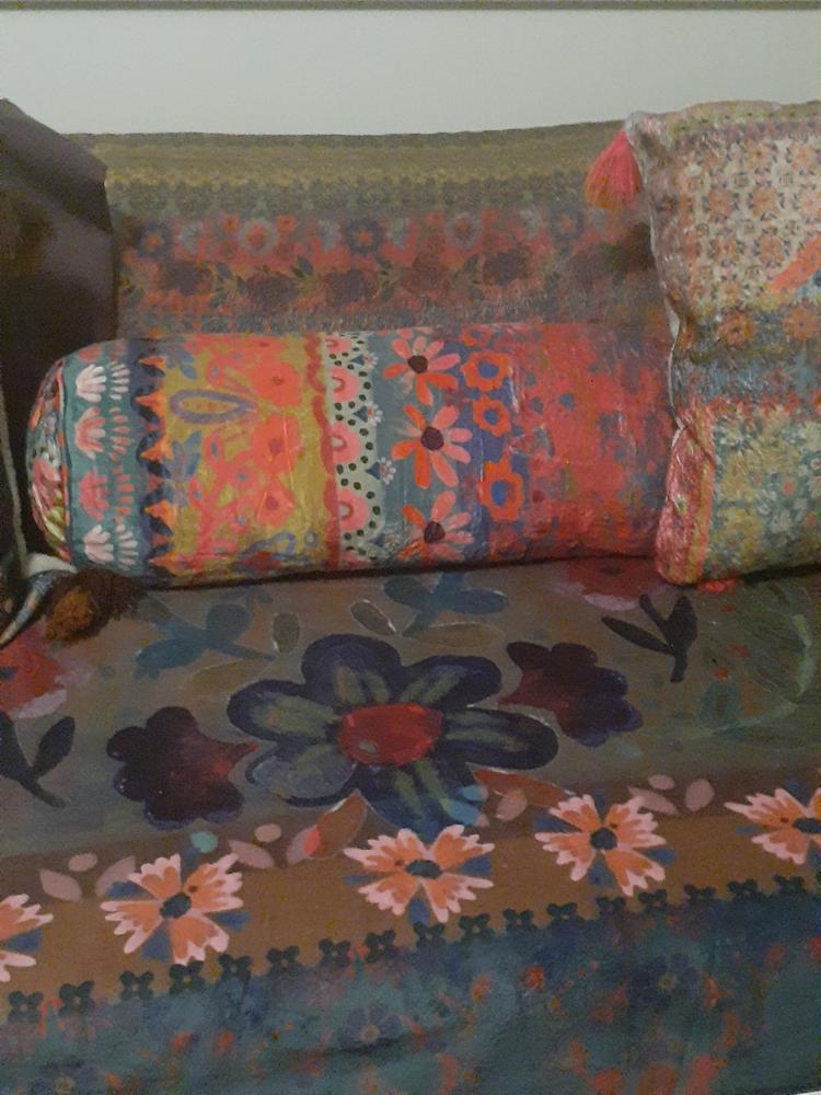 Cozy Bolster Pillow - Floral Border - Customer Photo From Mimi Lanier