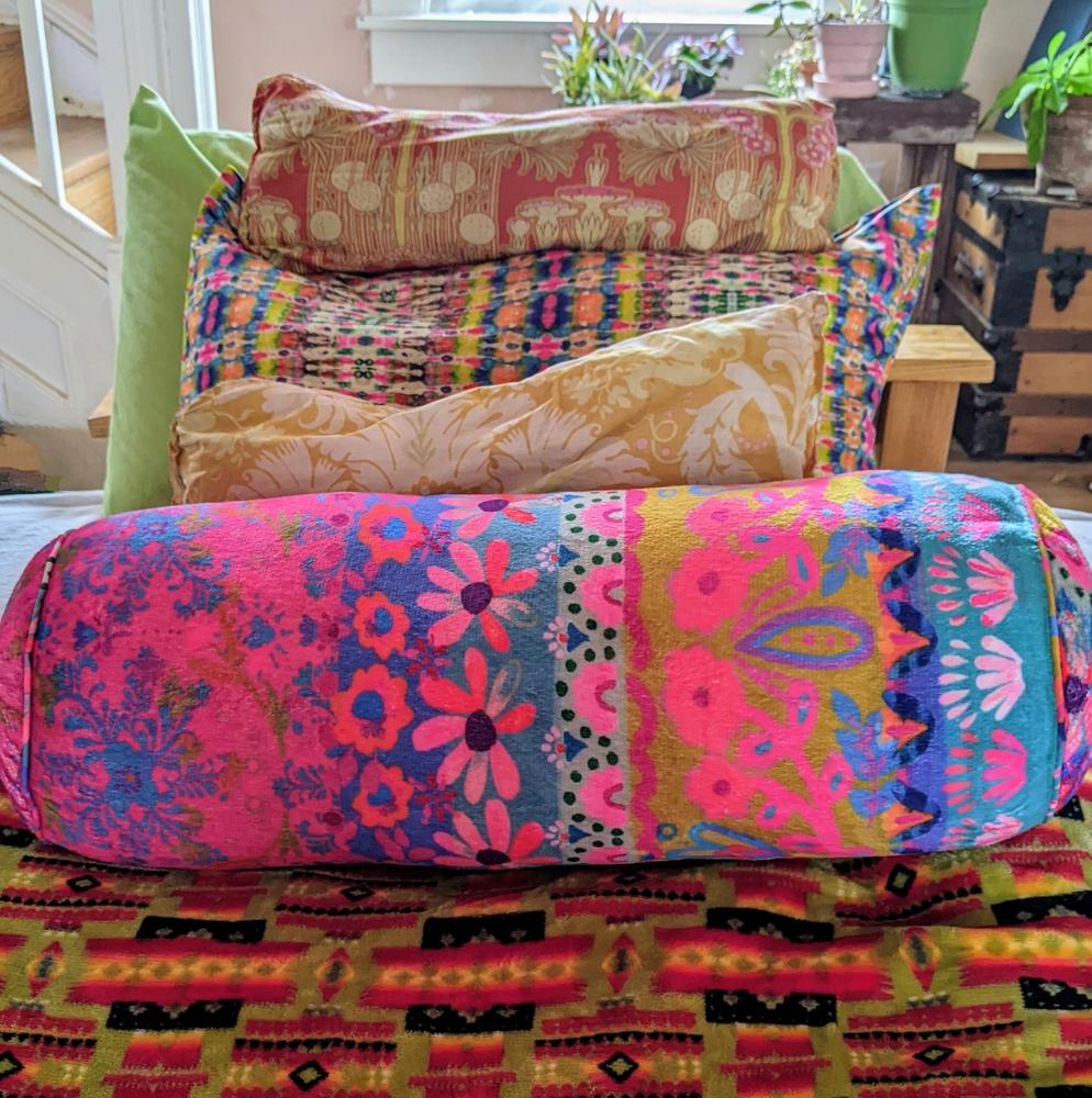 Cozy Bolster Pillow - Floral Border - Customer Photo From marcy siebersma 