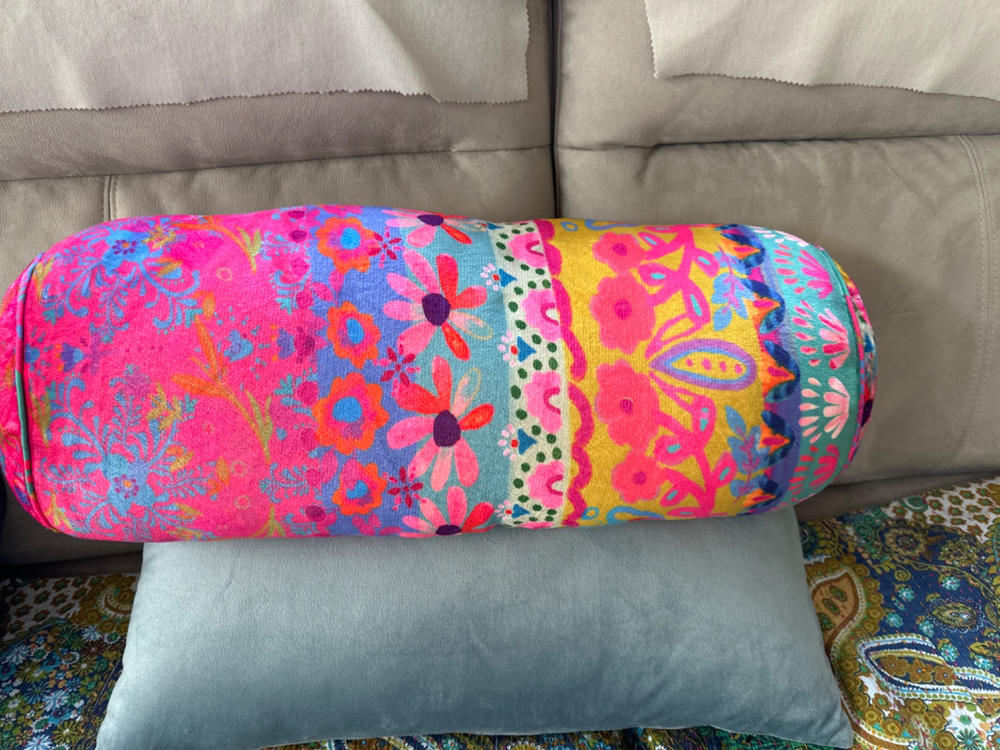 Cozy Bolster Pillow - Floral Border - Customer Photo From Lori Schwartz