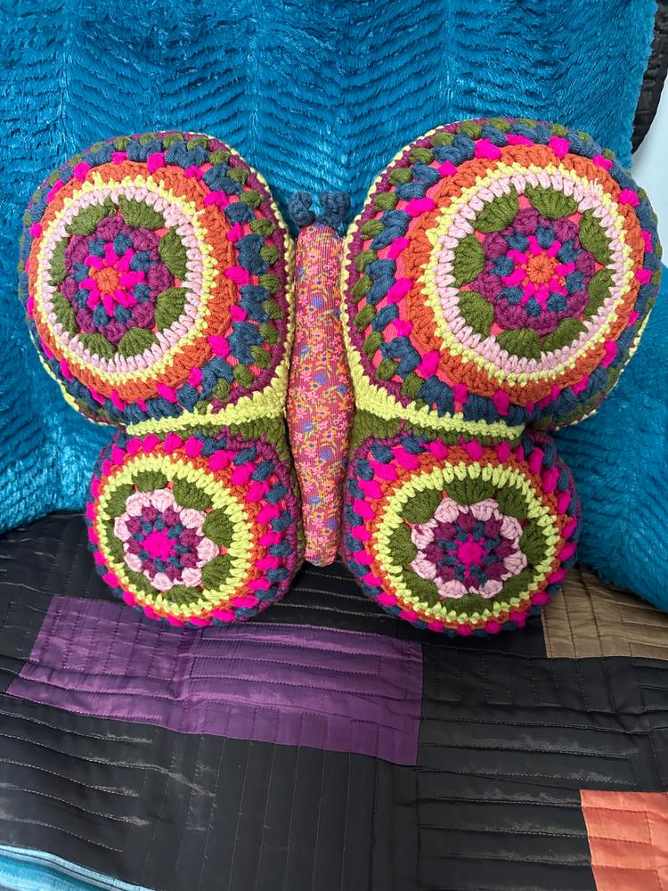 Crochet Pillow - Butterfly - Customer Photo From Texas Gal