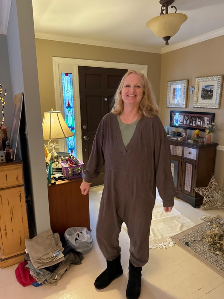 Johnnie Cotton Jumpsuit - Charcoal - Customer Photo From Allison Blythe