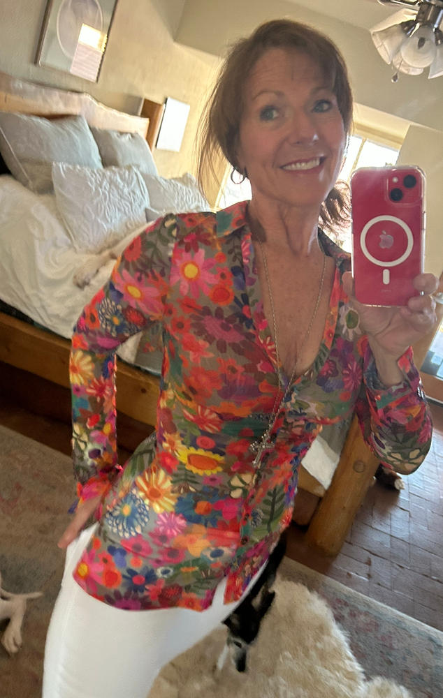 Carina Mesh Top - Bright Red Pink - Customer Photo From Heidi Stoll