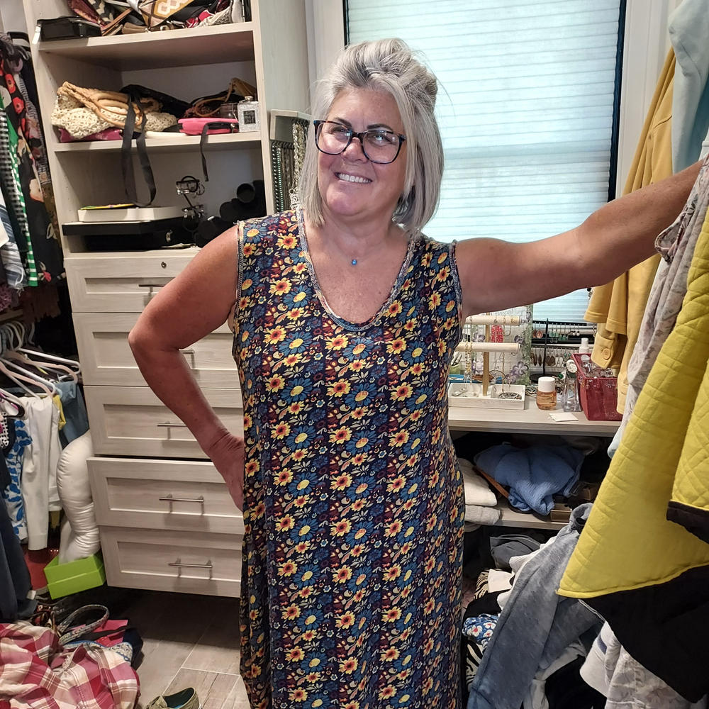 Hangout Knit Midi Dress - Navy Olive Floral - Customer Photo From Kelly Davis