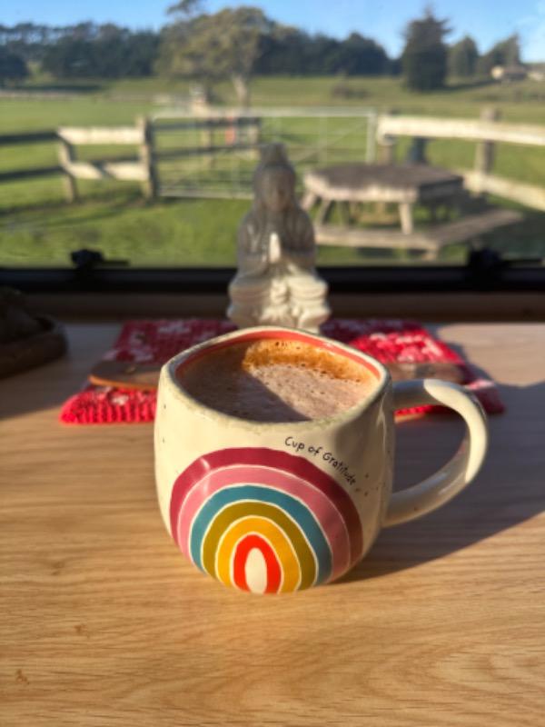 Artisan Rainbow Coffee Mug - Cup of Gratitude - Customer Photo From A J Davis
