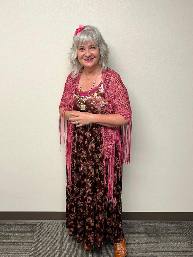 Karlie Velvet Maxi Dress - Rust Bouquets - Customer Photo From Rebecca Maher