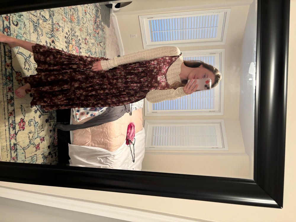 Karlie Velvet Maxi Dress - Rust Bouquets - Customer Photo From Kelsey Killian