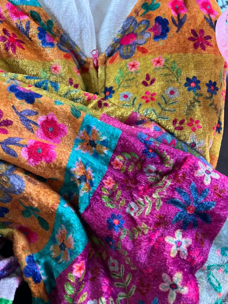 Fleece Onesie Pajamas - Magenta Floral Border - Customer Photo From Melissa 