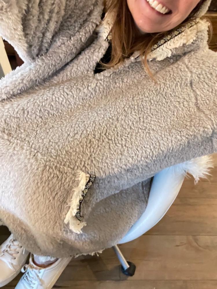 Oversized Blanket Hoodie - Silver - Customer Photo From Jennifer Fortune