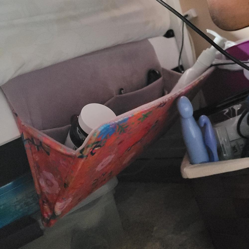 Bedside Caddy Organizer - Coral Ditsy - Customer Photo From Melissa Winslow-Tongue