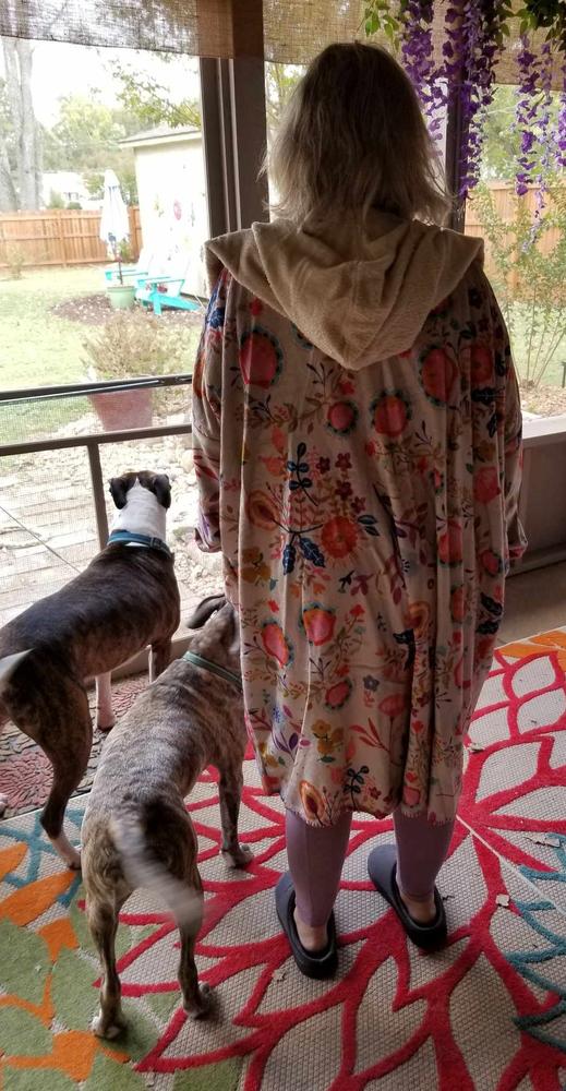 Long Blanket Kimono - Vintage Patchwork - Customer Photo From Becky