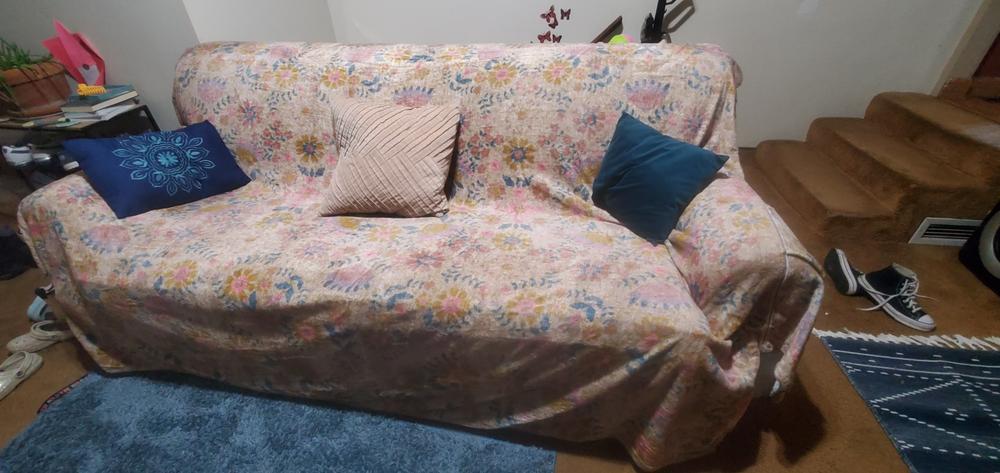 Perfect Cozy Couch Cover - Mandala Motif Coral Jade - Customer Photo From shawna egan