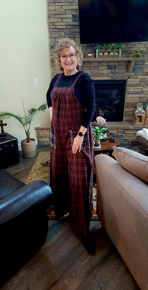 Flannel Dakota Tie Overall - Rust Plaid - Customer Photo From Shelley
