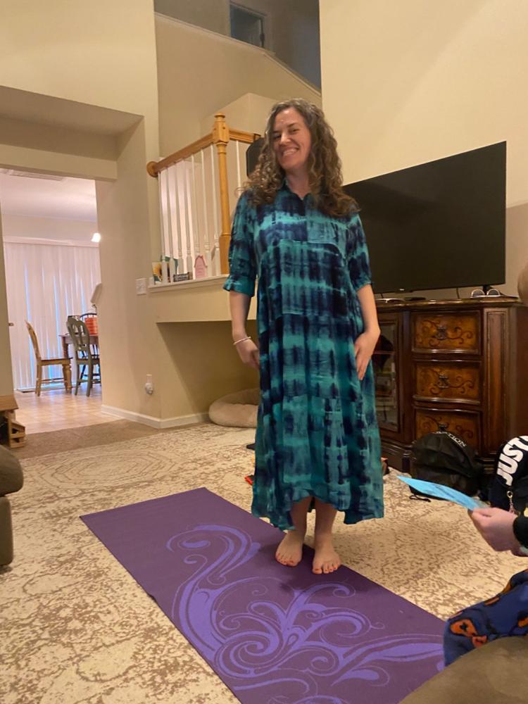 Rebecca Midi Dress - Turquoise Navy Tie-Dye - Customer Photo From Leigh Gowin