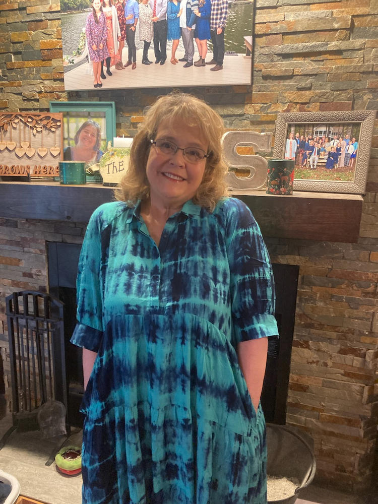 Rebecca Midi Dress - Turquoise Navy Tie-Dye - Customer Photo From Lisa Stone