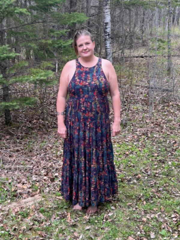 Halle Printed Halter Maxi Dress - Watercolor Floral - Customer Photo From Melanie Hanson