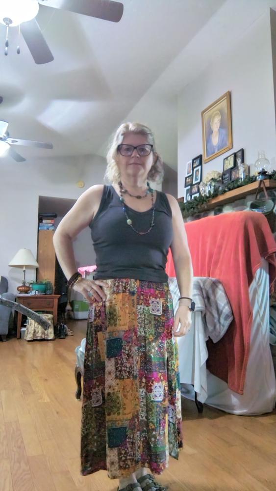 Betsy Midi Skirt - Mandala Patchwork - Customer Photo From Cora