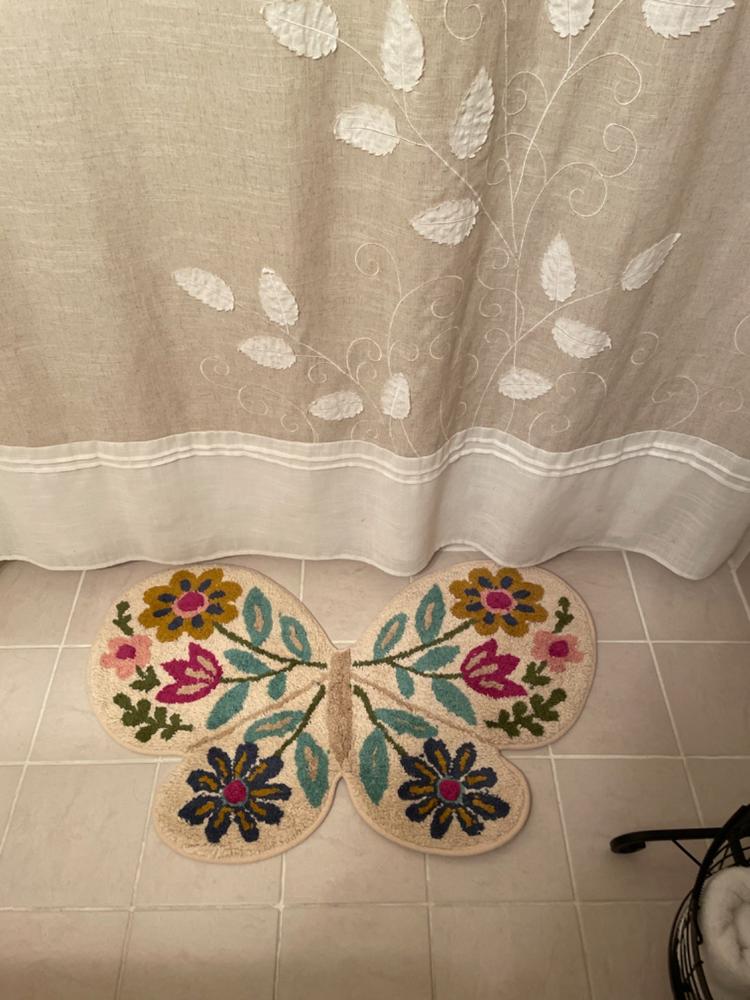 Tufted Cotton Bath Mat - Cream Butterfly - Customer Photo From Carol Dupack