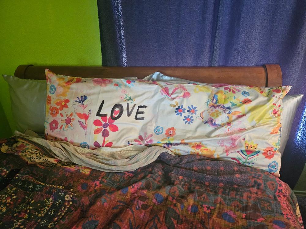 Satin Body Pillow Cover - Life Is A Canvas Love - Customer Photo From Hailey Marlatt