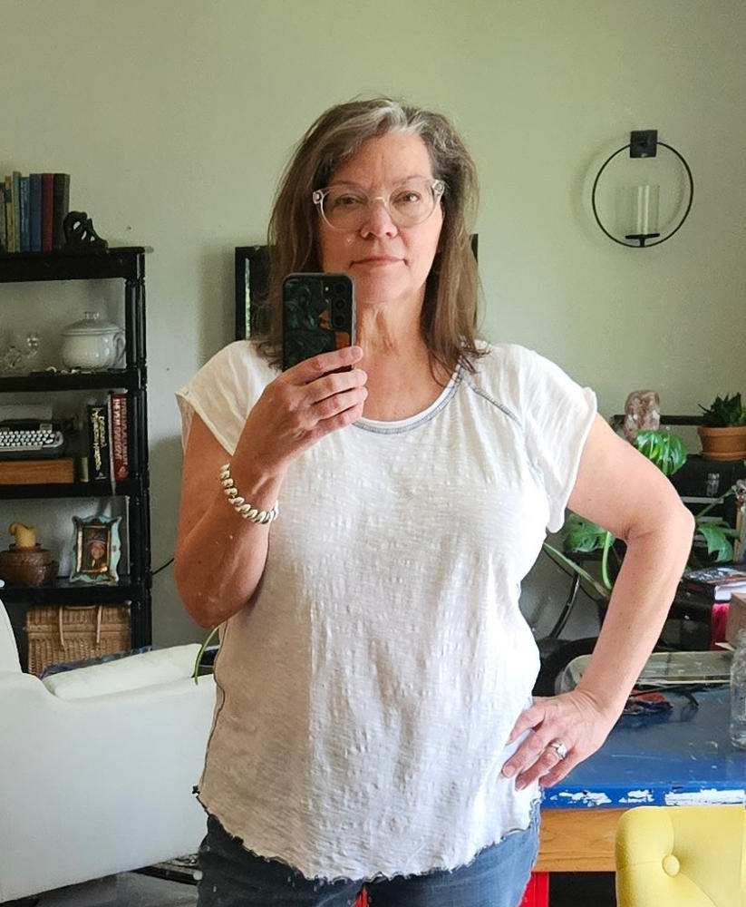 Lily Knit Tee Shirt - White - Customer Photo From Kathryn Myers