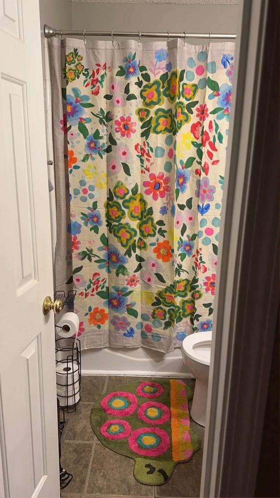 Boho Shower Curtain - Dusty Blue Floral - Customer Photo From molly sellers