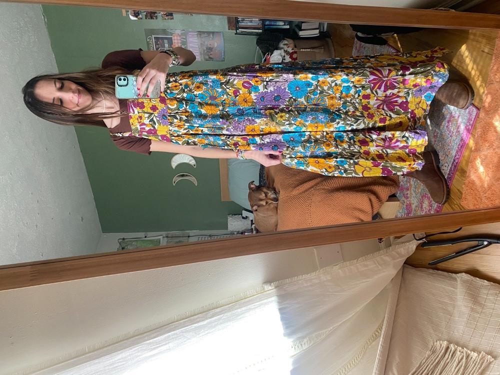 Patti Side Slit Maxi Dress - Ivory Blue Floral - Customer Photo From Rachel Dobias