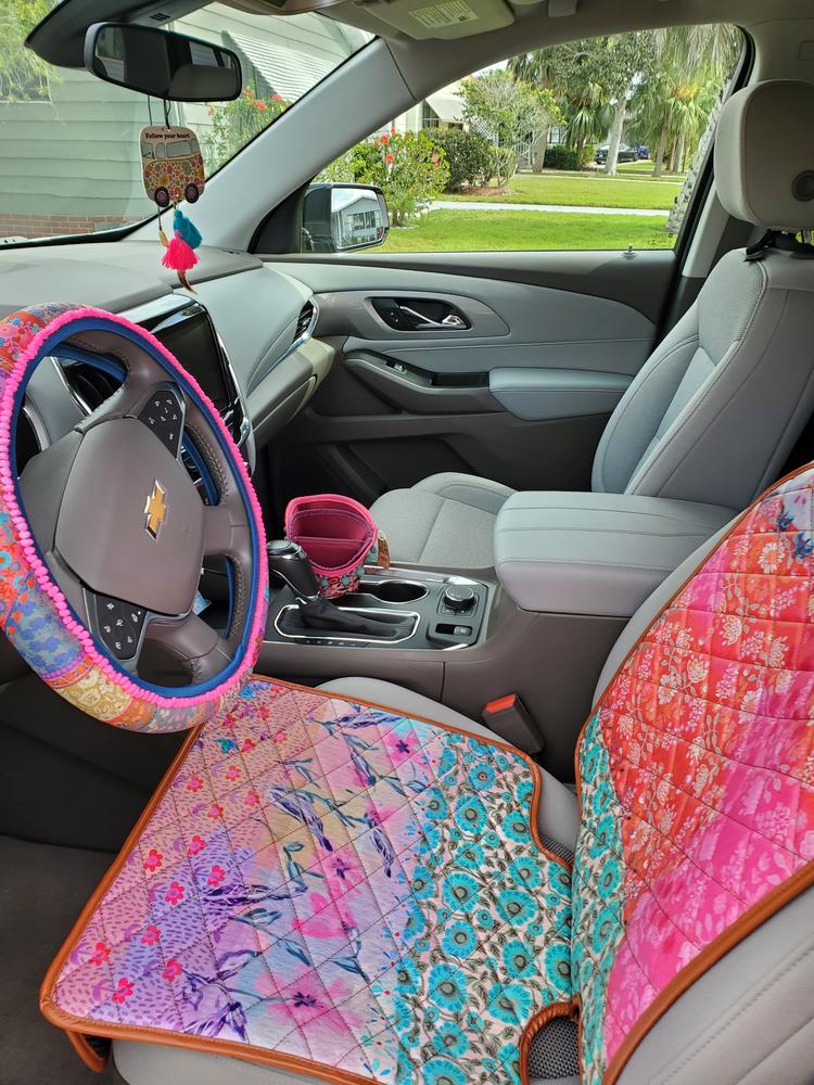 Car Seat Protector - Pink Watercolor Patchwork - Customer Photo From Sarah