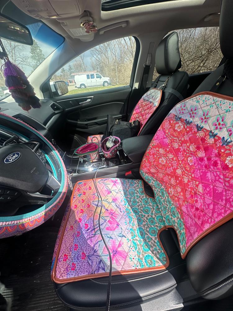 Car Seat Protector - Pink Watercolor Patchwork - Customer Photo From Nikki Dowdell