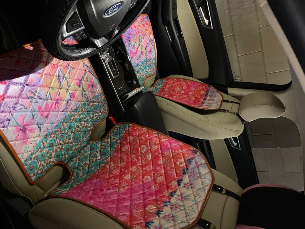 Car Seat Protector - Pink Watercolor Patchwork - Customer Photo From Judith A Costlow