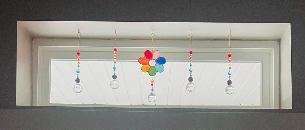 Stained Glass Window Hanging - Rainbow Daisy - Customer Photo From Victoria Hennesy