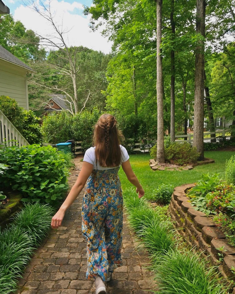 Bailey Jumpsuit - Blue Tan Floral - Customer Photo From Kenna Bass